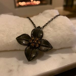 Faux Amethyst Flower Necklace